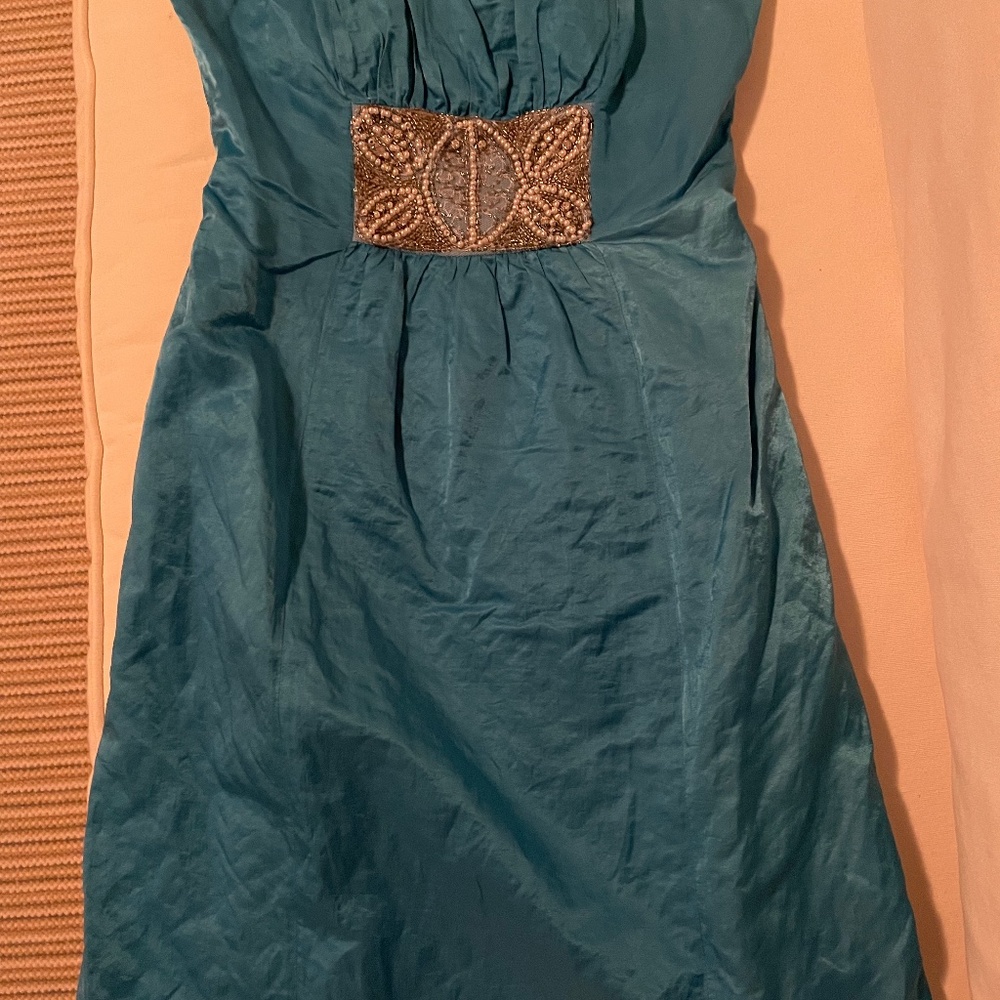 Turquoise blue strapless embellished party dress Plenty by Tracy Reese sz 4